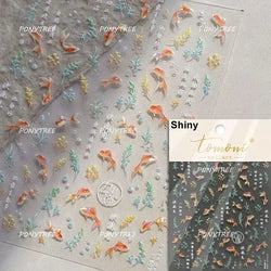 Hot Stamping Laser Shell Conch Starfish Pearl Whale Coral Dolphin Summer Beach Sea Wave Jellyfish Bubble Nail Art Stickers Decal (ONLINE ORDER ONLY)