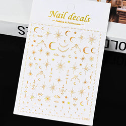 1 Sheet Star Nail Art Stickers 3d Self Adhesive Nail Decals Black White Golden Silver Color Star Design Nail Supplies Accessory (ONLINE ORDER ONLY)