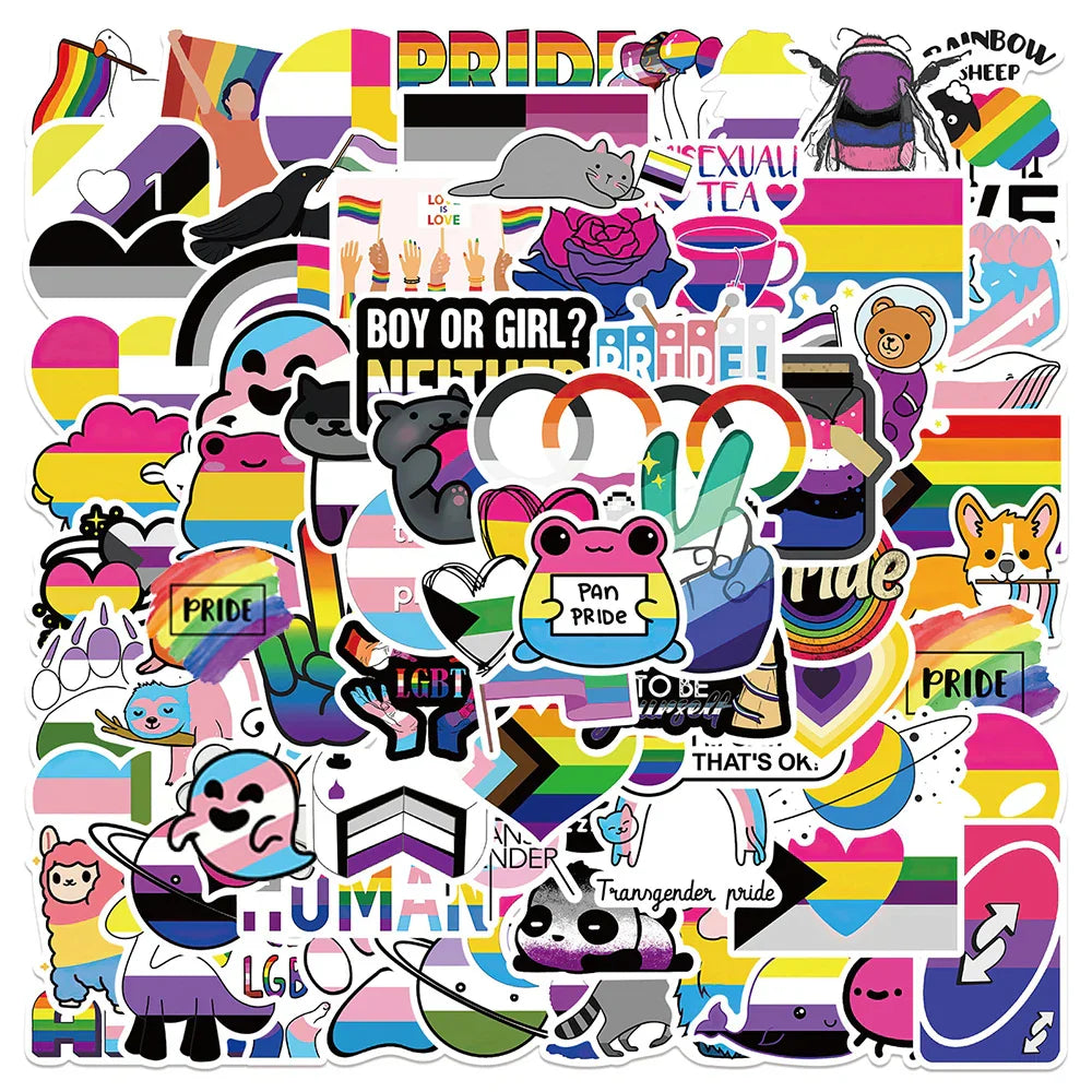 LGBT Pride Rainbow Stickers Pack - Laptop, Phone, Bike, Luggage Decals (Online Order Only)