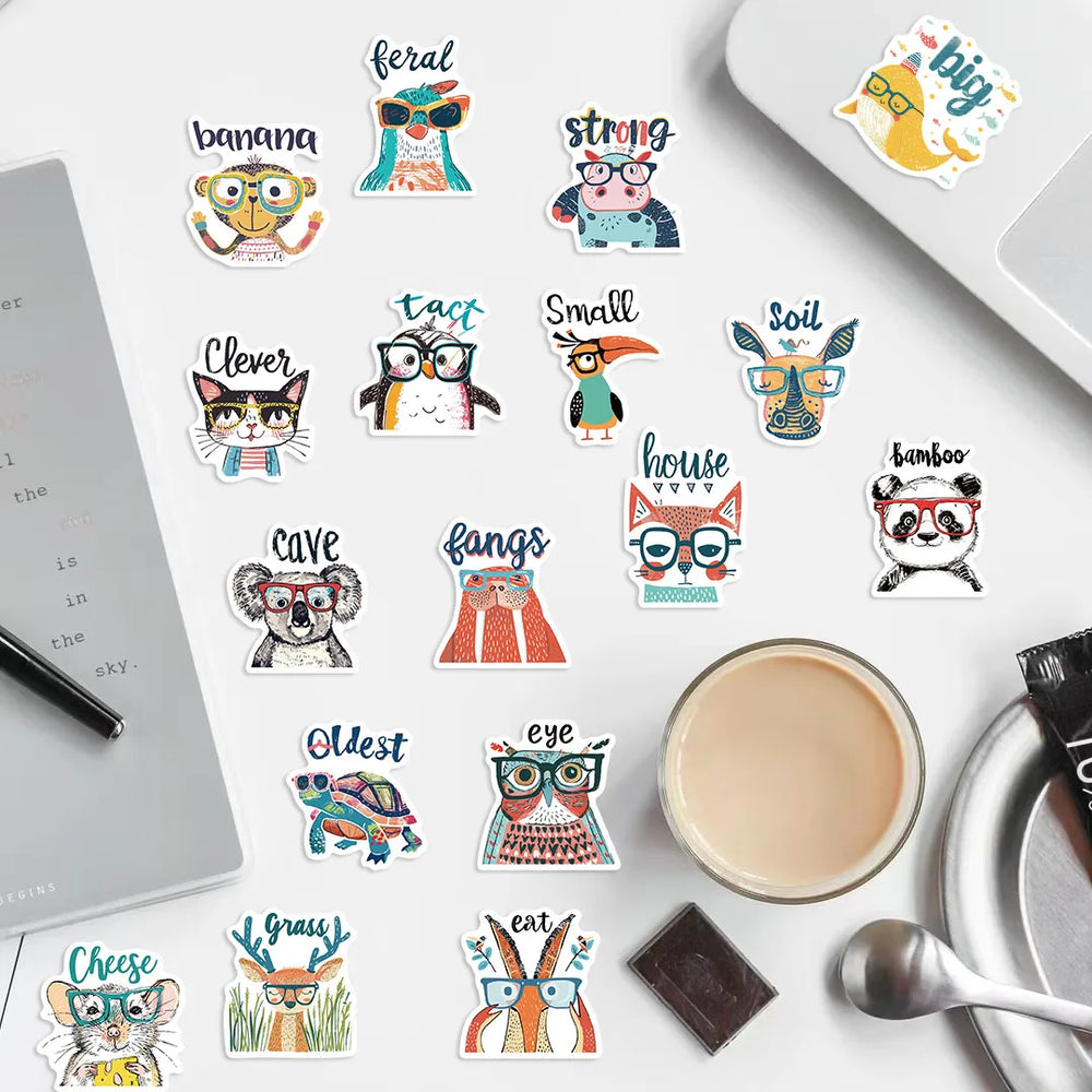 50PCS Cute Cartoon Animal Interjections Stickers DIY Phone Guitar Laptop Notebook Suitcase Cup Waterproof Sticker Kids Toy (ONLINE ORDER ONLY)