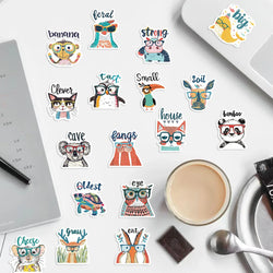 50PCS Cute Cartoon Animal Interjections Stickers DIY Phone Guitar Laptop Notebook Suitcase Cup Waterproof Sticker Kids Toy (ONLINE ORDER ONLY)