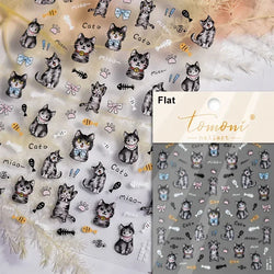 Cute Cat Eye Fishbone Animals Leopard Cat Ginger Cat Kitten Exclamation Point Paw Self Adhesive Nail Art Sticker Manicure Decals (ONLINE ORDER ONLY)