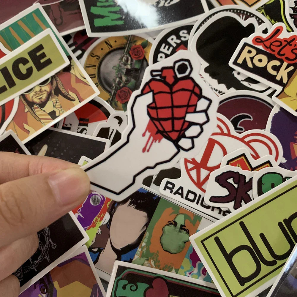 10/30/50/100PCS Popular Rock Roll Music Band Graffiti Stickers Punk Decals Guitar Motorcycle Skateboard Waterproof Cool Sticker (Online Order Only)