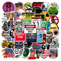 Mixed Warning Sign Stickers for Skateboard, Helmet, Phone, Laptop, Suitcase, Notebook - 10/25/50pcs (Online Order Only)