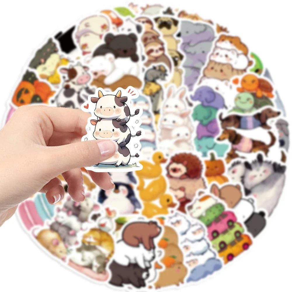 60pcs Cartoon Fun Animal Sticker Toy Skateboard Guitar Computer Refrigerator Desk Personality Graffiti Creative Decoration (ONLINE ORDER ONLY)