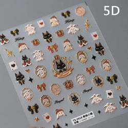 Cute Cat Eye Fishbone Animals Leopard Cat Ginger Cat Kitten Exclamation Point Paw Self Adhesive Nail Art Sticker Manicure Decals (ONLINE ORDER ONLY)