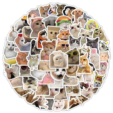 10/50/100pcs Cute Cat Meme Graffiti Stickers Cartoon Decals Laptop Phone Suitcase Fridge Decoration Sticker Kids Classics Toy (Online Order Only)