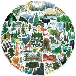 Green Forest Cartoon Stickers: Fridge, Phone, Suitcase, Laptop, Car, Wall, Kids Toy (10/30/50PCS) (Online Order Only)