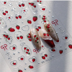 Lovely Red Seductive Strawberry Line Bowknot Love Heart Star Jelly Cherry Delicate Self Adhesive Nail Art Sticker Manicure Decal (ONLINE ORDER ONLY)