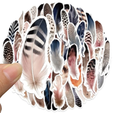 10/64PCS  Feather Decor Kawaii Small Diary Travel Paper Stickers Book Journal Label Sticker Back to School Supplies (ONLINE ORDER ONLY)