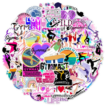 Gymnastics Stickers 10/30/50pcs Waterproof Decals for Luggage Laptop Suitcase (ONLINE ORDER ONLY)