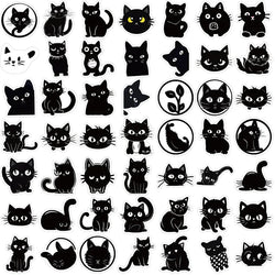 10/30/50PCS Kawaii Black Cat PVC Sticker Aesthetic Children's Decoration Scrapbooking for Kids Korean Stationery School Supplies (ONLINE ORDER ONLY)