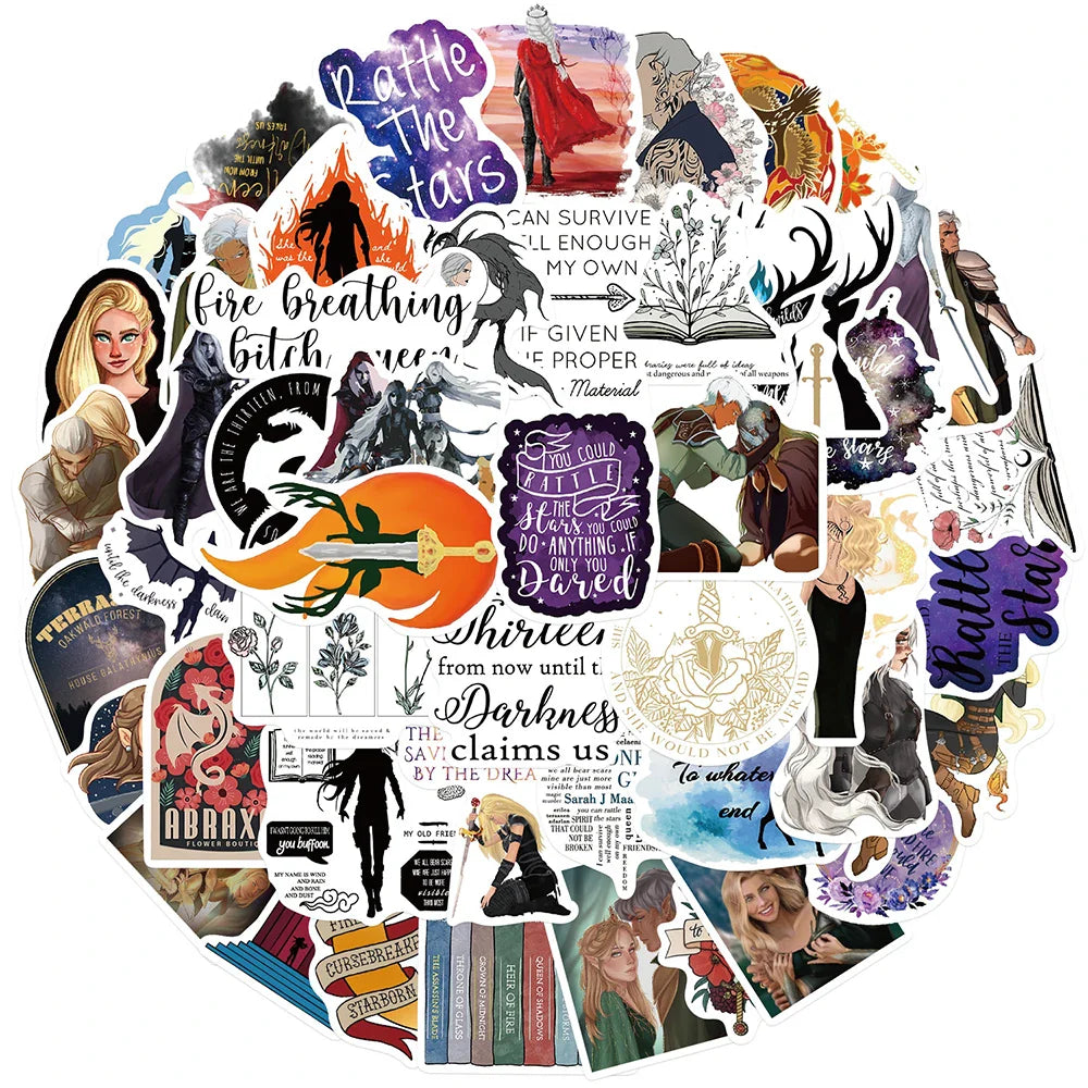 Throne of Glass Cartoon Stickers for Laptop, Skateboard, Notebook, Fridge - 10/30/50PCS Decals (Online Order Only)