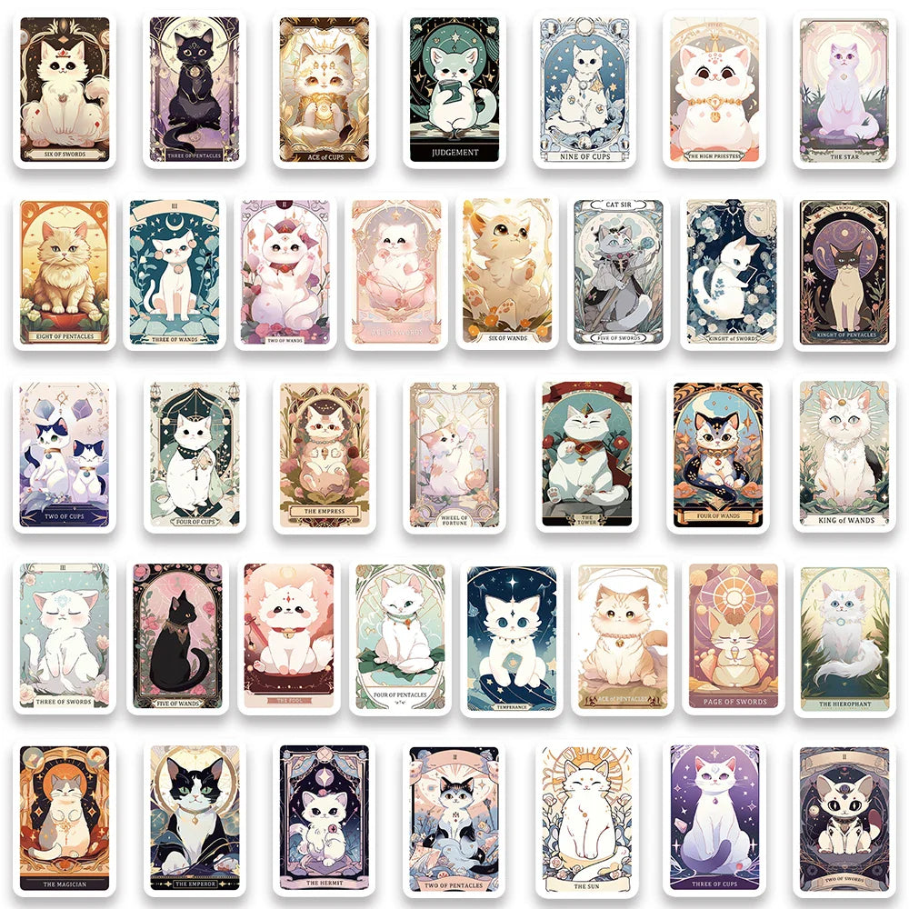 78pcs Cute Cartoon Cats Tarot Card Stickers (Online Order Only)