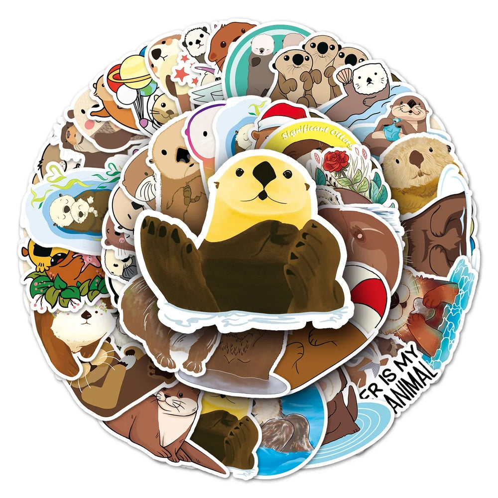 50Pcs Otter Cartoon Waterproof Vinyl Stickers for Skateboard Snowboard (Online Order Only)