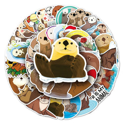 50Pcs Otter Cartoon Waterproof Vinyl Stickers for Skateboard Snowboard (Online Order Only)