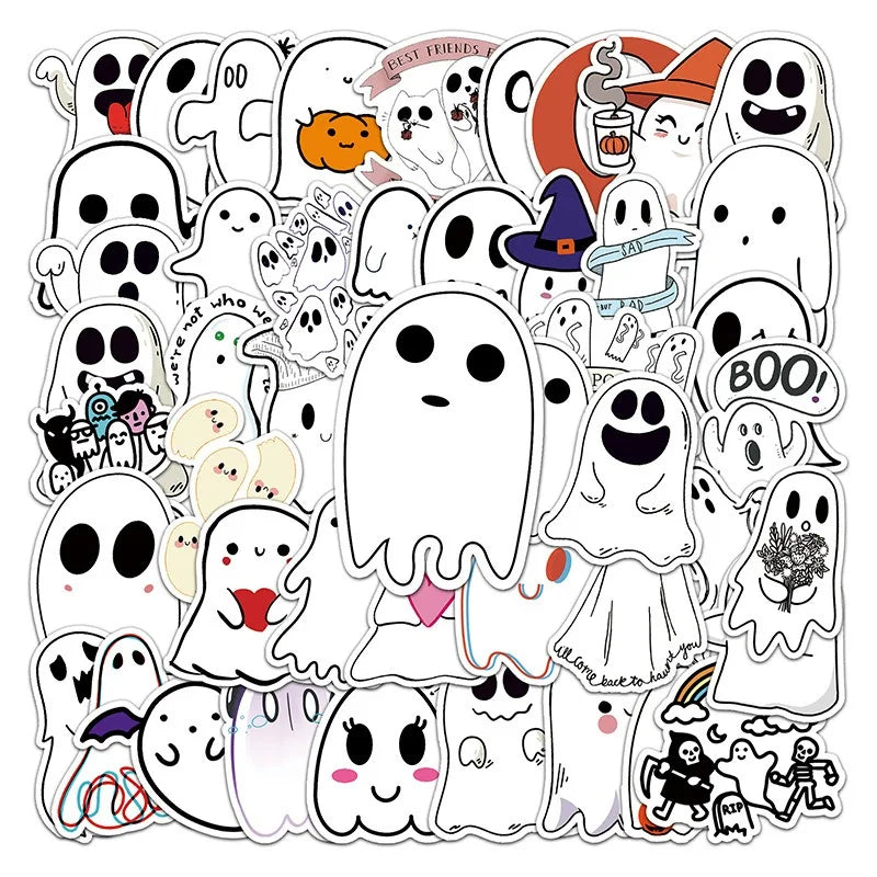 50pcs Ghost Graffiti Stickers for Laptop, Phone, Car, Scooter, Suitcase, Water Bottle, Stationery, Refrigerator (Online Order Only)