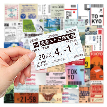 10/30/60PCS Japanese Tickets Tokyo Travel Stickers Decals For Suitcase Phone Notebook Fridge Motorcycle Funny DIY Sticker Gift (ONLINE ORDER ONLY)