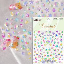 Summer Beach Dreamy Water Bubble Mermaid Shell Conch Starfish Jellyfish Soft Relief Decoration Nail Art Stickers Manicure Decals (ONLINE ORDER ONLY)
