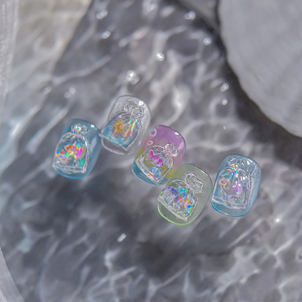 Sackful Starfish Goldfish Jellyfish Seahorse Bubbles Conch Ocean Whale Brocaded Carp Adhesive Nail Art Stickers Manicure Decals (ONLINE ORDER ONLY)