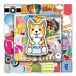 50Pcs Cartoon Waterproof Vinyl Stickers for Skateboard Snowboard (Online Order Only)