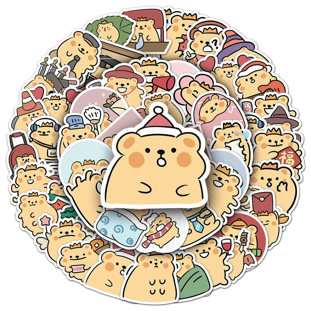 50Pcs Cute Bear Waterproof Vinyl Stickers for Skateboard Snowboard Decals (Online Order Only)