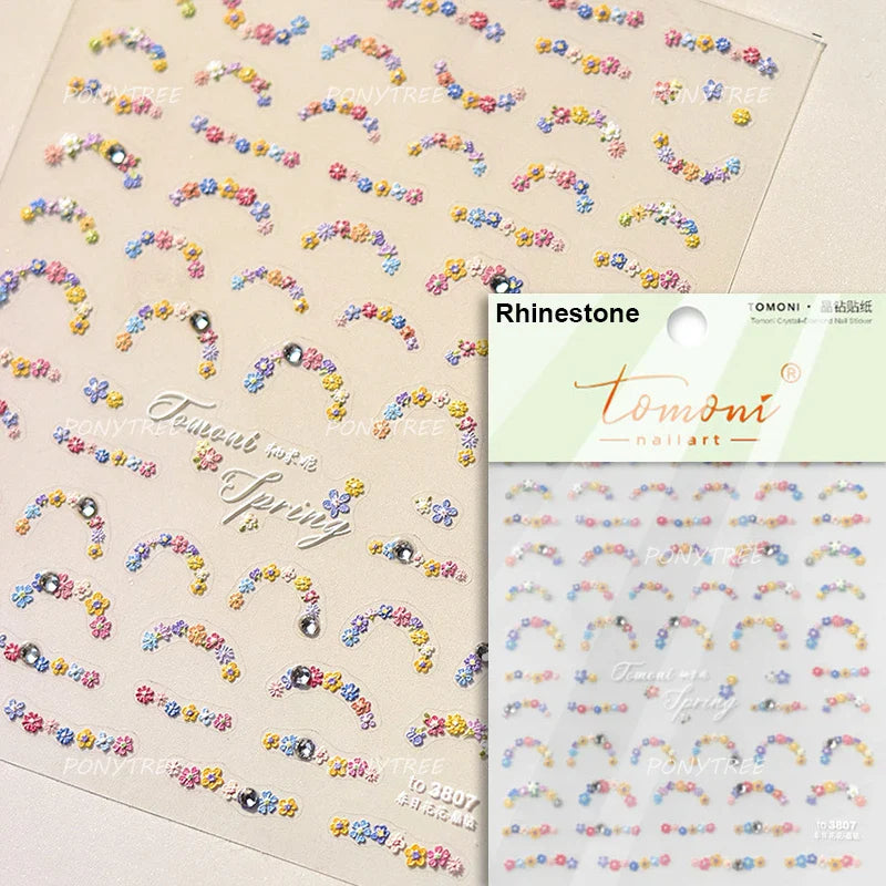 Gold Silver Line Irregular Shape Shiny Rhinestone 5D Bronzing Soft Relief Self Adhesive Nail Art Stickers Nail Decoration Decals (ONLINE ORDER ONLY)