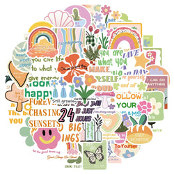 Danish Pink Inspirational Cartoon Stickers - 10/30/50pcs for Skateboard, Laptop, Phone, Suitcase, Bike (Online Order Only)