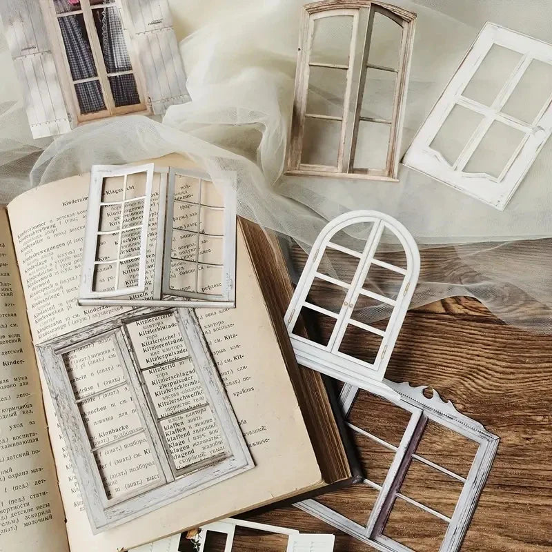 10 Pcs Vintage Laser Cut Window Door Stickers for Scrapbooking and DIY Crafts (Online Order Only)