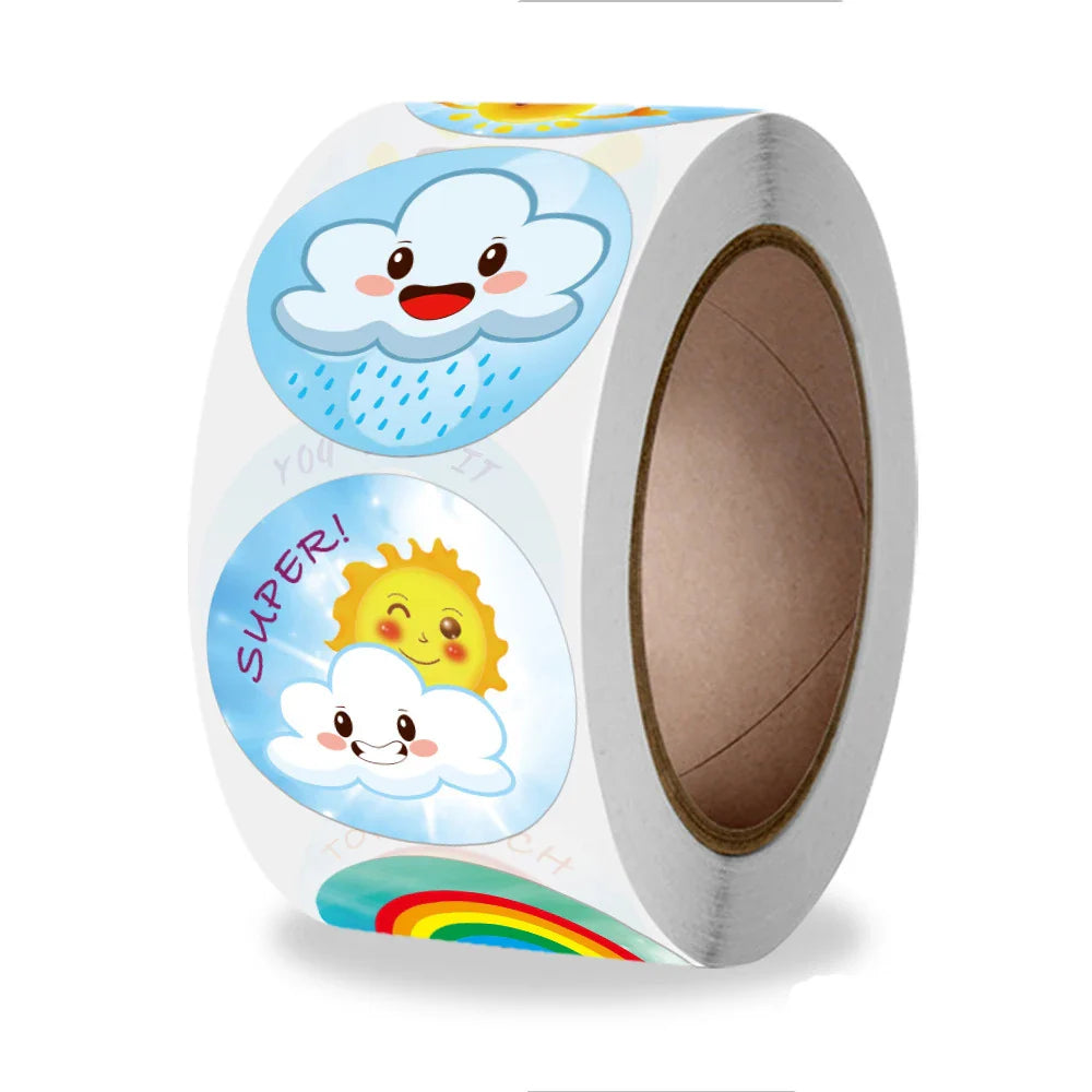 100-500pcs Round Cartoon Label Stickers Paper Cute Thank You Stickers for Baking Packaging Seal Labels Stationery Stickers (Online Order Only)