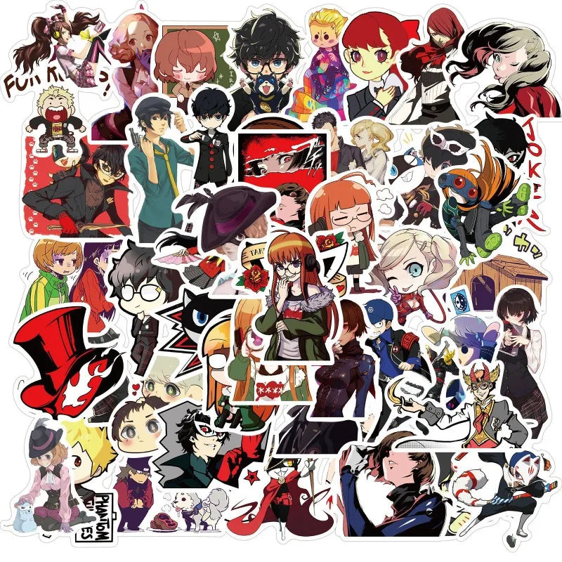50pcs Persona Game Sticker Pack for Luggage, Water Bottles, Phones, Laptops, Cars, Scooters, and More (ONLINE ORDER ONLY)