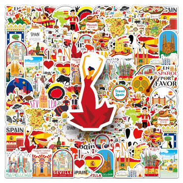 10/50PCS Cool Spain Travel City Landscape Stickers Beautiful Scenery Decals Toy DIY Luggage Guitar Bike Phone Waterproof Sticker (ONLINE ORDER ONLY)