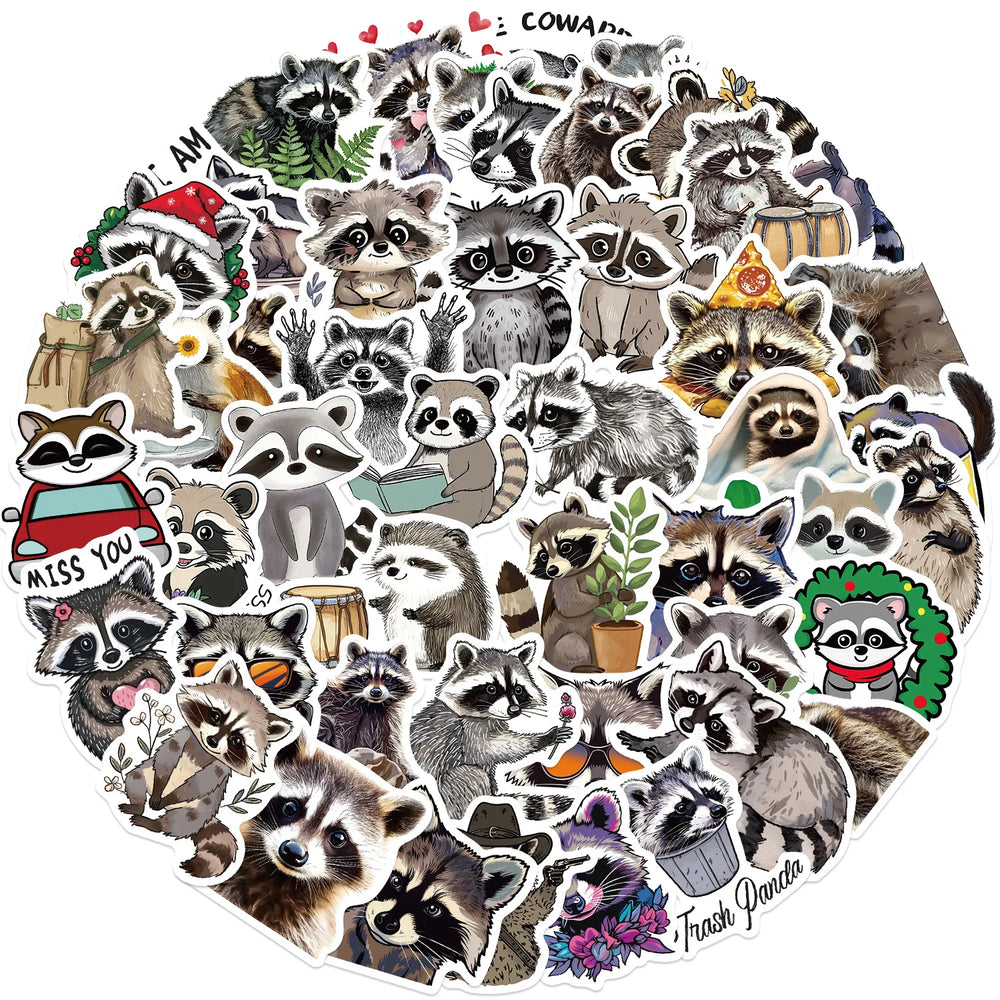 Cartoon Animal Raccoon Stickers for Suitcase, Skateboard, Laptop, Luggage, Phone (ONLINE ORDER ONLY)