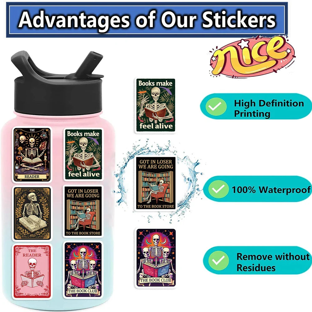 50PCS Creative The Reader Dusty Tarot Card Stickers Phone Cases Laptop DIY Personalized Waterproof Stickers Decorative (ONLINE ORDER ONLY)