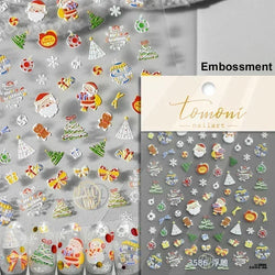 Snowman Apple Stars Gift Bell Snowflake Christmas Tree 3D Jelly Self Adhesive Nail Art Stickers Santa Claus Xmas Manicure Decals (ONLINE ORDER ONLY)