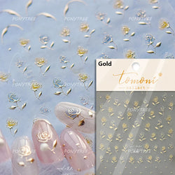 Rose Flower Bouquet Wreath Lace Green Leaves Beautiful Floret Heart Rich Adhesive Nail Art Decorations Stickers Manicure Decals (ONLINE ORDER ONLY)