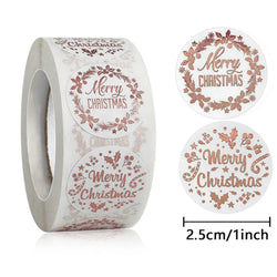 100-500pcs Rose Gold Merry Christmas Stickers Self-adhesive Holiday Stickers For Christmas Decor Wedding Party Cards Label (ONLINE ORDER ONLY)