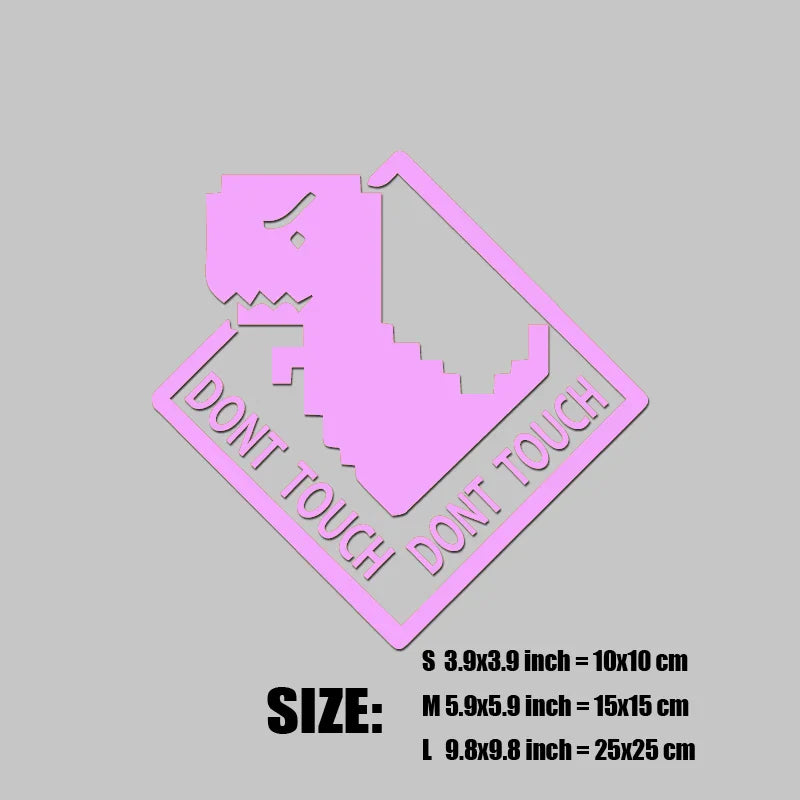 "DONT TOUCH"stickers,Cute pixel style little dinosaur decal,High Quality And Durable Automobiles Exterior Accessories Decals (ONLINE ORDER ONLY)