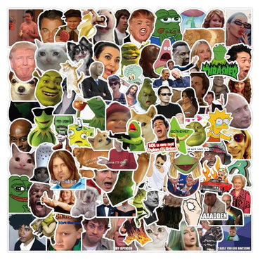 100pcs Funny Meme Stickers for Laptop, Phone, Water Bottle, Scooter, Suitcase, Refrigerator (ONLINE ORDER ONLY)