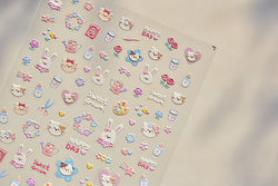 Bunny Love Heart Rabbit Nurse Cut Wound Bowknot Pill Flower Medicine Treatment Self Adhesive Nail Art Stickers Manicure Decals (ONLINE ORDER ONLY)