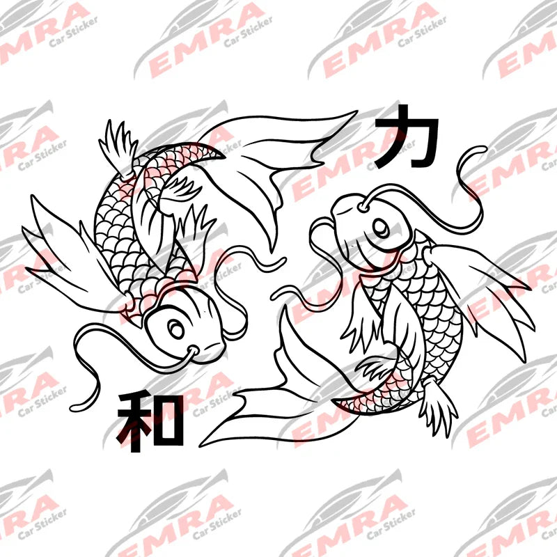 Koi Fish for Car Sticker External Accessories Decoration Windshield Outdoor Sticker Strength and Harmony Waterproof Vinyl Decals (ONLINE ORDER ONLY)