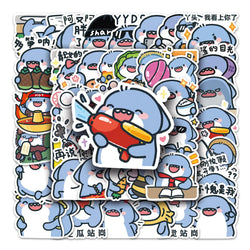 50Pcs Shark Cartoon Waterproof Vinyl Stickers for Skateboard Snowboard (Online Order Only)