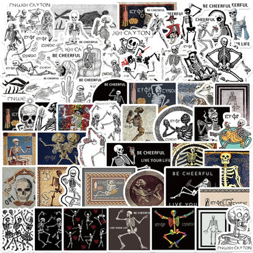 62pcs Ancient Greek Mosaic Canvas Stickers Funny Horrible Graffiti Decals Laptop Luggage Skateboard Motorcycle Scrapbook (ONLINE ORDER ONLY)