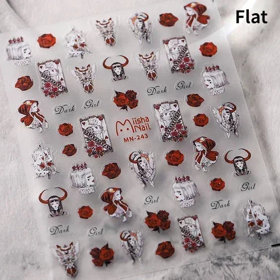 Cat Eye Shiny Blue Purple Spider Cross Love Heart Star Snake Web Jelly Thrilling Nail Art Stickers Manicure Decals Halloween (ONLINE ORDER ONLY)