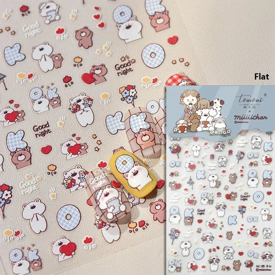 Lovely Dog Puppy Dream Heart Flower Star Pizza Food Sugar Skewers Strawberry Desserts Adhesive Nail Art Stickers Manicure Decals (Online Order Only)