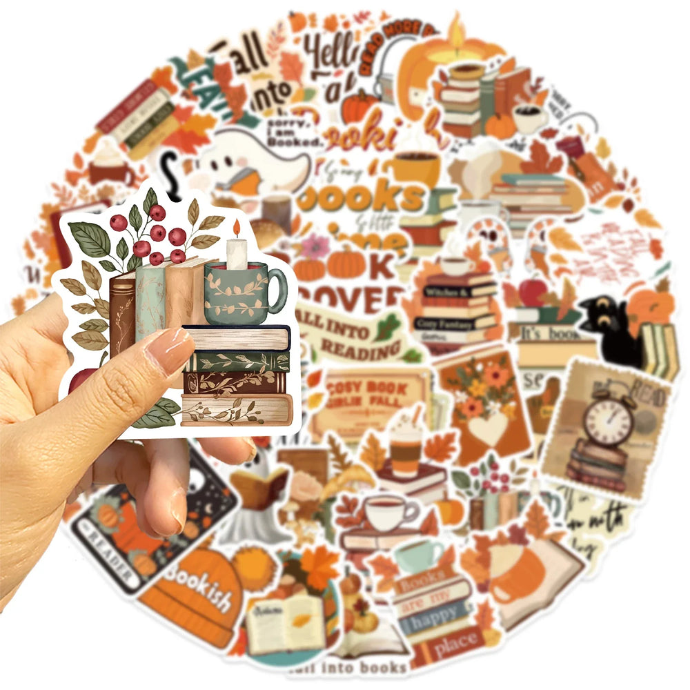 50Pcs Bookish Fall Stickers For Water Laptop Skateboard Computer Luggage Decals Motivational Scrapbook Sticker (ONLINE ORDER ONLY)