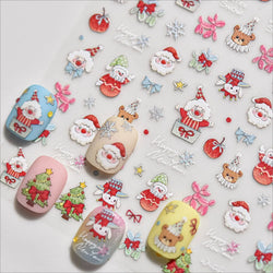 Apple Bear Bunny Snowman Winter Tree Bell Dog Self Adhesive Nail Art Stickers Snowflake Santa Claus Rhinestone Manicure Decals (ONLINE ORDER ONLY)