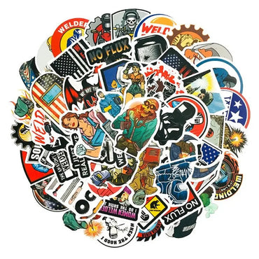 10/30/50PCS Punk Hip Hop Toolbox Graffiti Car Helmet Skull Welding Union Skateboard Mobile Phone Wall Sticker Wholesale (Online Order Only)