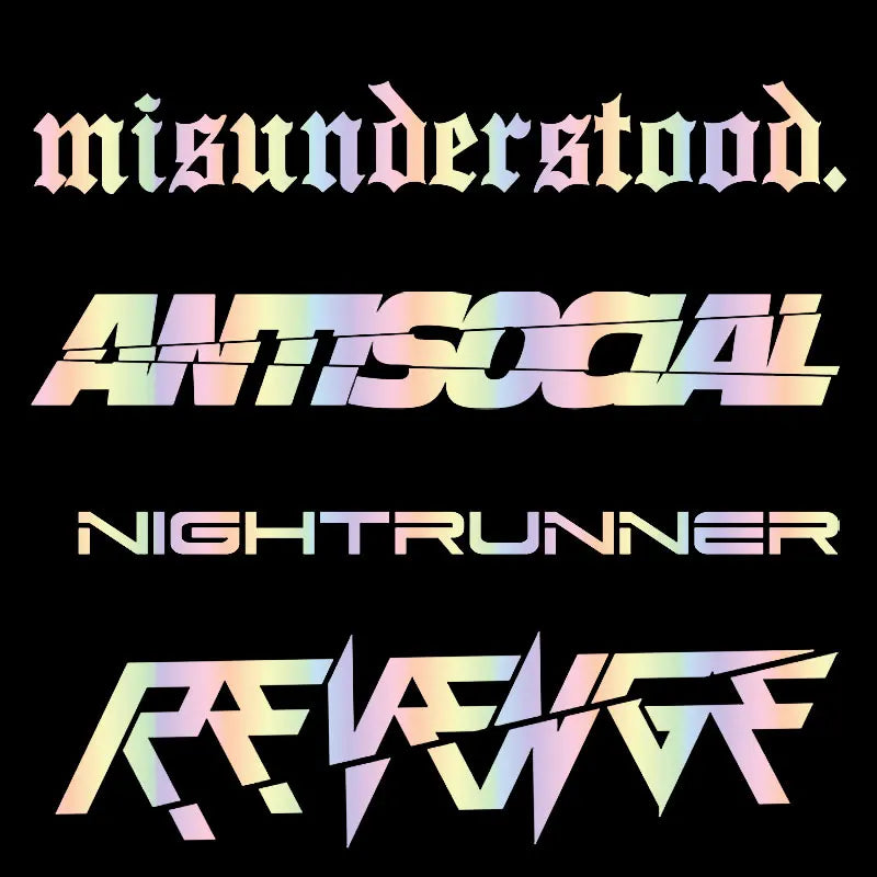 JDM Car Sticker Revenge Nightrnner Antisocial Misunderstood Exterior Accessories Windscreen Banner Competition Decoration Decals (ONLINE ORDER ONLY)