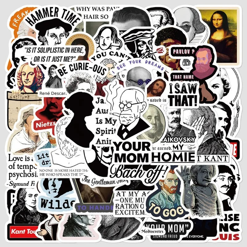 50pcs Cartoon Celebrity Emoji Stickers for Helmet, Wall, DIY Decoration (Online Order Only)